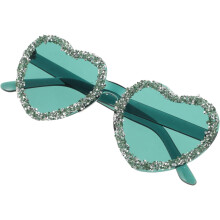 Lunettes de soleil en forme de cœur ornées de strass, lunettes d'été pour femmes