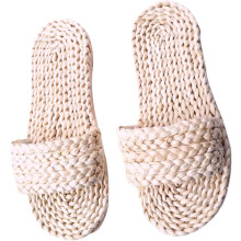 Zapatillas tejidas de hojas de maíz, pantuflas para el hogar, moda creativa