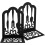 Black Iron Bookends Pair with Tableware Style Design, Non-deformable Decorative Book Holders 1