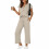 Women's Casual Solid Color V-Neck Button-Up-Apricot XL 1
