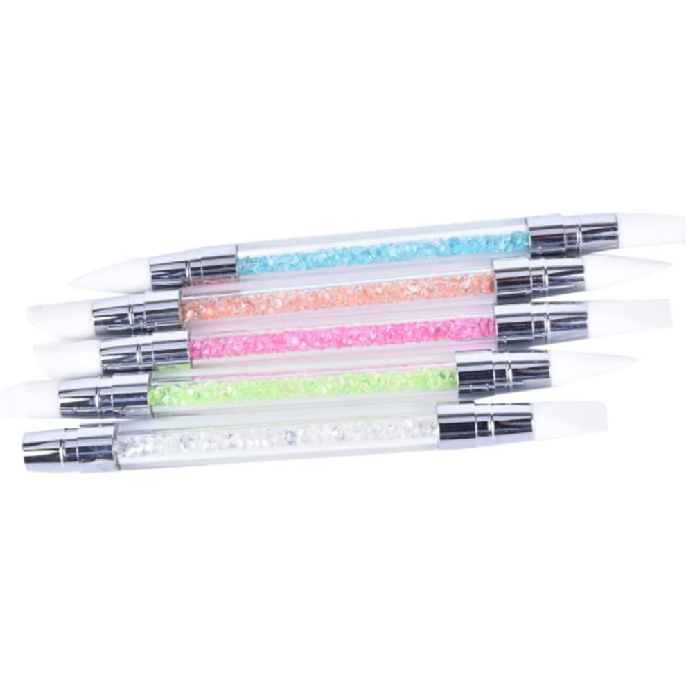 Hkhbjs Pink Silicone Head Nail Pen For Acrylic Nail Art Dual-Ended Dotting Tool For Salon Use Soft Tip