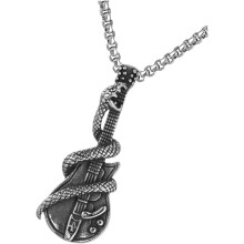 Men Necklace Snake Guitar Pendant Vintage Stainless Steel Necklace Comfortable