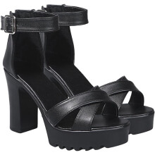 Damenschuhe mit dickem Absatz, hohle Peeptoe-Sandalen, modische High Heels für Sommerabende