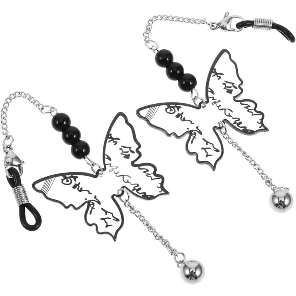 Hkhbjs Black Butterfly Glasses Chain Decorative Eyeglass Lanyard Glasses Chain Around Neck Women