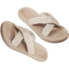 Japanische Sommer-Hausschuhe für Damen, atmungsaktive, gewebte Hanfsandalen, leicht