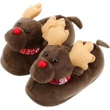 Pantuflas de felpa para parejas, ideales para el hogar, con temática navideña, suelas antideslizantes, cómodas y cálidas.