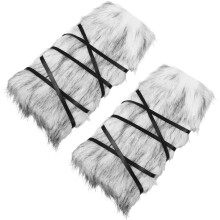 Retro-Beinstulpen mit Riemchen, Beinwärmer aus Kunstpelz, flauschige Wikinger-Accessoires, Winterstiefelüberzüge für Damen