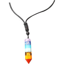 Collier en pierre de guérison naturelle, pendentif hexagonal en cristal.