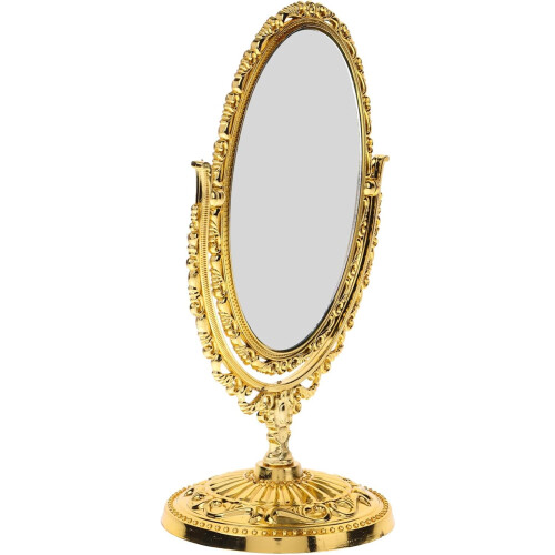 Vintage Oval Rotating Vanity Mirror High-Definition Reflection Lightweight Desk Mirror