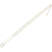 Mehrreihige Halskette mit Kreisanhänger für Damen, Doppelring-Schlüsselbeinkette, minimalistischer, schlichter Halsschmuck in Goldoptik
