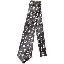 Stropdas voor heren, 8 cm breed, bedrukt met muzieknoten, casual stropdas van imitatiezijde, accessoire met muziekthema.