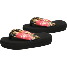 Barnflip-flops och hemmatofflor i bohemisk stil med halkskydd i sidentyg, mellanhög klack