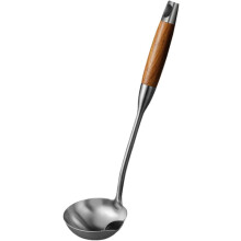 Ölseparator-Löffel, Küchensieb, Edelstahl, Holzgriff, filtert Fett heraus