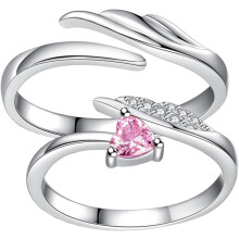 Herzflügel-Ring-Set, herzförmiger Schmuck, verstellbare Kupferringe für Verliebte zum Valentinstag