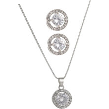 Conjunto de collar de circonita y elegantes pendientes para mujer, joyería de moda.