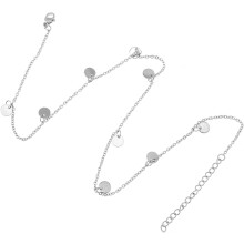 Edelstahl-Choker-Halskette für Damen, Schlüsselbeinkette mit poliertem runden Anhänger und Quaste, leichter Schmuck für den Alltag