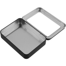 Kleine Aufbewahrungsbox, rechteckig, aus Metall, mit Scharnier, kompaktes Design, vielseitig einsetzbar, schwarzes Weißblech