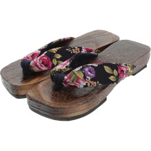 Dames massageklompjes, zwarte stoffen platform sandalen, maat 38, zomerslippers voor thuis en buiten.