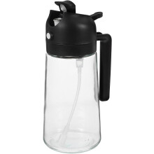 Flacon vaporisateur d'huile de cuisson en verre de 470 ml avec système de pression pour une distribution facile et pratique. Design noir.