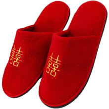 Dubbele Geluk Slippers Trouwpaar Harige Schoenen Rode Chinese Binnenslippers voor Thuisgebruik Antislip