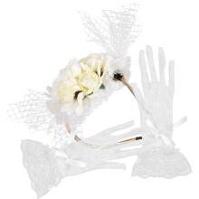 Ensemble de gants en dentelle élégants et chapeau bibi pour la mariée - Accessoires de mariage d'inspiration vintage