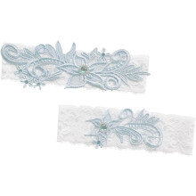 Spitzenstrumpfband, Oberschenkel-Dekoration, zarte Strasssteine, schicke Hochzeit, sexy Dessous-Stil, blau
