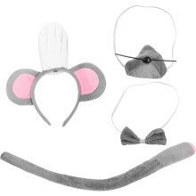 Cartoon-Stirnband-Set, Maus-Koch-Kostümzubehör, Mausohren-Stirnband, Damen-Kostümzubehör