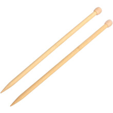 Juego de 2 agujas de tejer de madera de 10 mm con punta simple para hilo grueso.