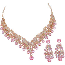 Conjunto de joyería de moda para mujer: collar y pendientes de clip para bodas.