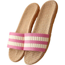Paar Hausschuhe, leichte, rutschfeste Sommersandalen für drinnen, ideal für den Gebrauch auf dem Boden, aus Baumwoll-Leinen-Material