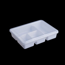 Boîte de préparation des repas rectangulaire blanche réutilisable en plastique avec