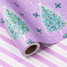 Carta da regalo natalizia reversibile viola e rosa 17" x
