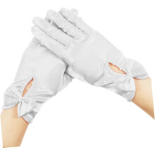 Elegante Brauthandschuhe aus Satin, Handgelenk-Handschuhe für Teepartys und Abendveranstaltungen, schickes Schleifendesign