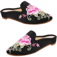 Pantuflas bordadas para mujer, zapatos de estilo étnico bordado