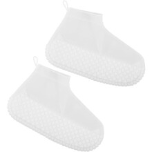 Wasserdichte Silikon-Regenschuhüberzüge, rutschfest, wiederverwendbar, für Outdoor-Arbeit und den täglichen Gebrauch (Weiß, 1 Paar)