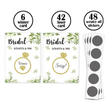 Set di carte da gioco "gratta e vinci" per feste di addio al nubilato.