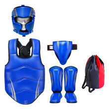 Casque de boxe multifonctionnel,-Ensemble bleu cinq pièces L