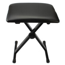 Adjustable Folding Keyboard Piano Bench Stool Padded Seat Black