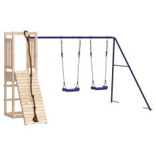 Aire de jeux d'extérieur - HELLOSHOP26 - 308184169 cm - Bois pin massif - Balançoire double - Mur d'escalade