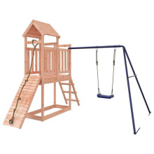 Área de juegos exterior - HELLOSHOP26 - Torre de juego 90 cm - Madera de Douglas maciza - Columpio, tobogán, muro de escalada