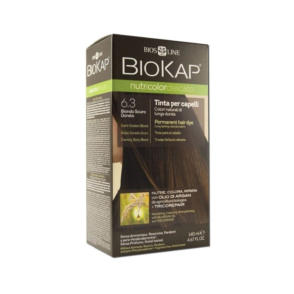 Not,Specified Biokap Nutricolor Delicato 6.30 Dark Golden Blonde 140Ml Permanent Hair Color Cream For Golden Blonde Shine, Grey Coverage & Soft Silky Hair