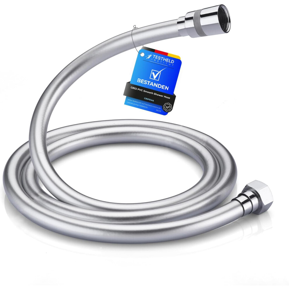 Grifema G852 Pvc Smooth Shower Hose 1.5M / 59 Inch, Replacement Shower Pipe With Brass Connections, Flexible Anti-Twist, Silver 400301503987