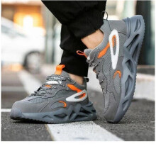 (Grey, UK6=EUR40) Men's Women's Leichtes Safety Shoes Steel Toe Work Boots Sneakers Sizes
