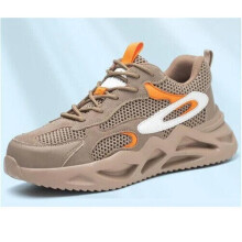 (Beige, UK9=EUR44) Men's Women's Leichtes Safety Shoes Steel Toe Work Boots Sneakers Sizes