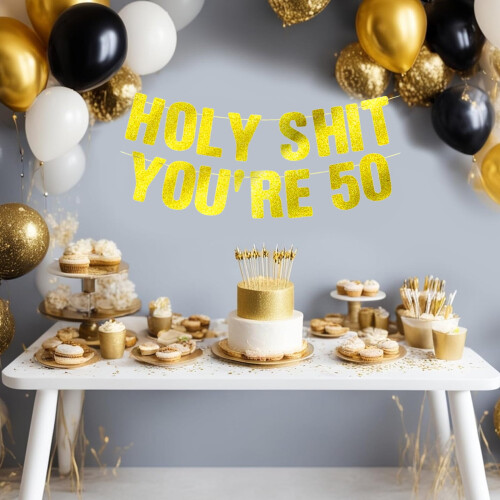 Striscione per il 50 compleanno, colore oro, 1 pezzo 1