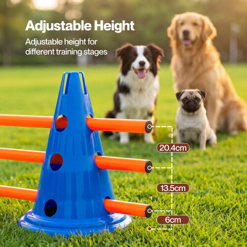 Skylos Dog Agility Training Set Hurdle Cone Kit Height Adjustable Storage Bag 2