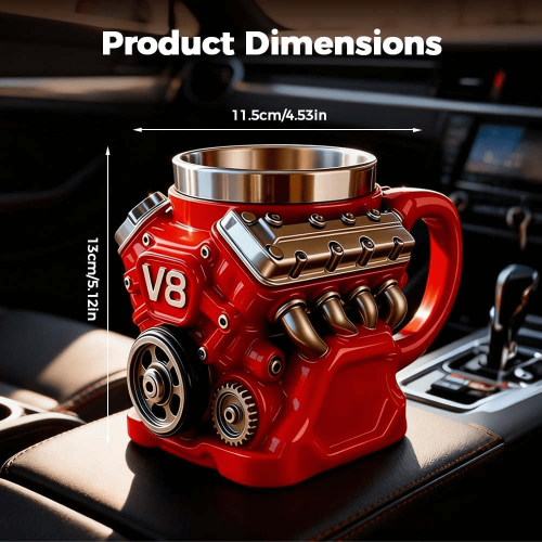V8-motor kaffemugg Retro mekanisk design 340 ml 2