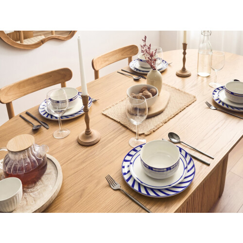 Beliani Set of 24 Dinnerware SHISO Porcelain White/ Blue 1