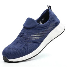 (YT682-Blue, 6.5) Summer Mesh Lightweight Work Sneakers Steel Toe Men Women Work Safety Shoes