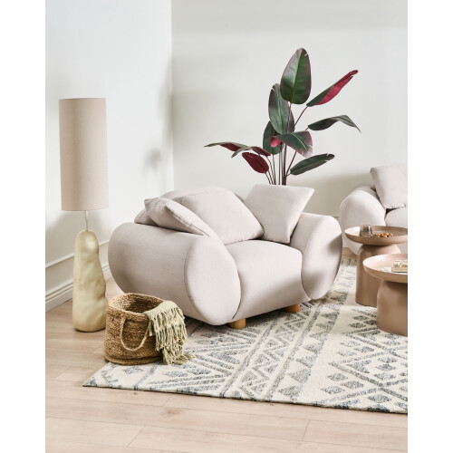 Beliani Armchair RINGEL with Cushions Fabric Beige 1